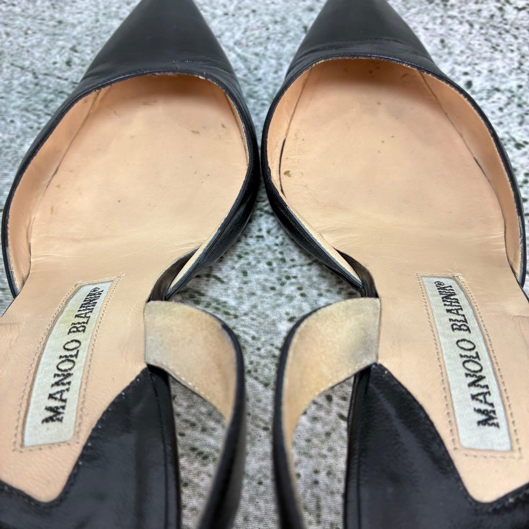 マノロブラニク ミュール ブラック レザー