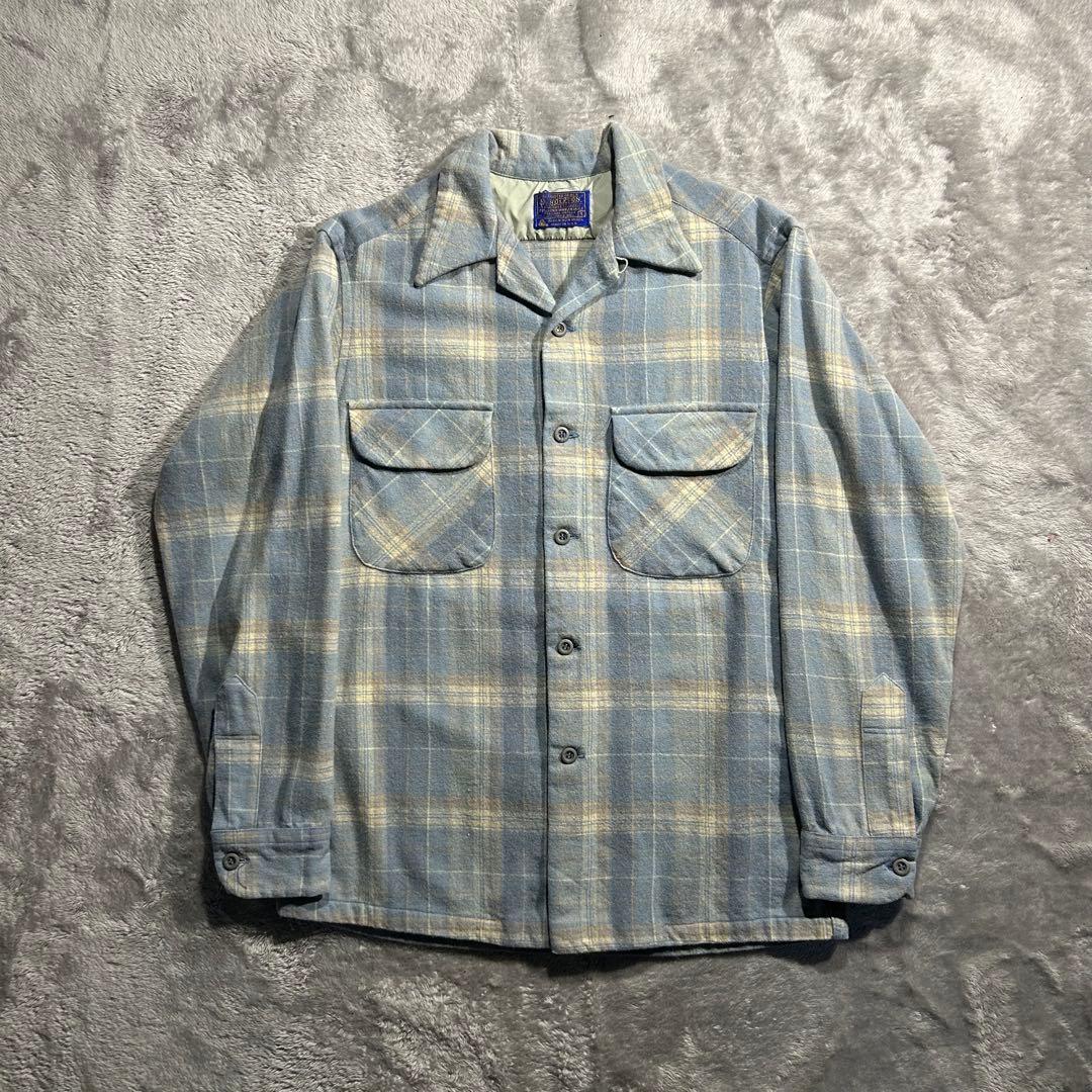 卍*郎様 70s vintage USA製 ウールチェックボードシャツ フラップ