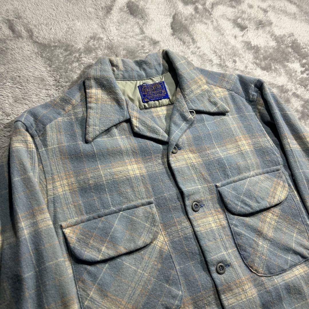 卍*郎様 70s vintage USA製 ウールチェックボードシャツ フラップ