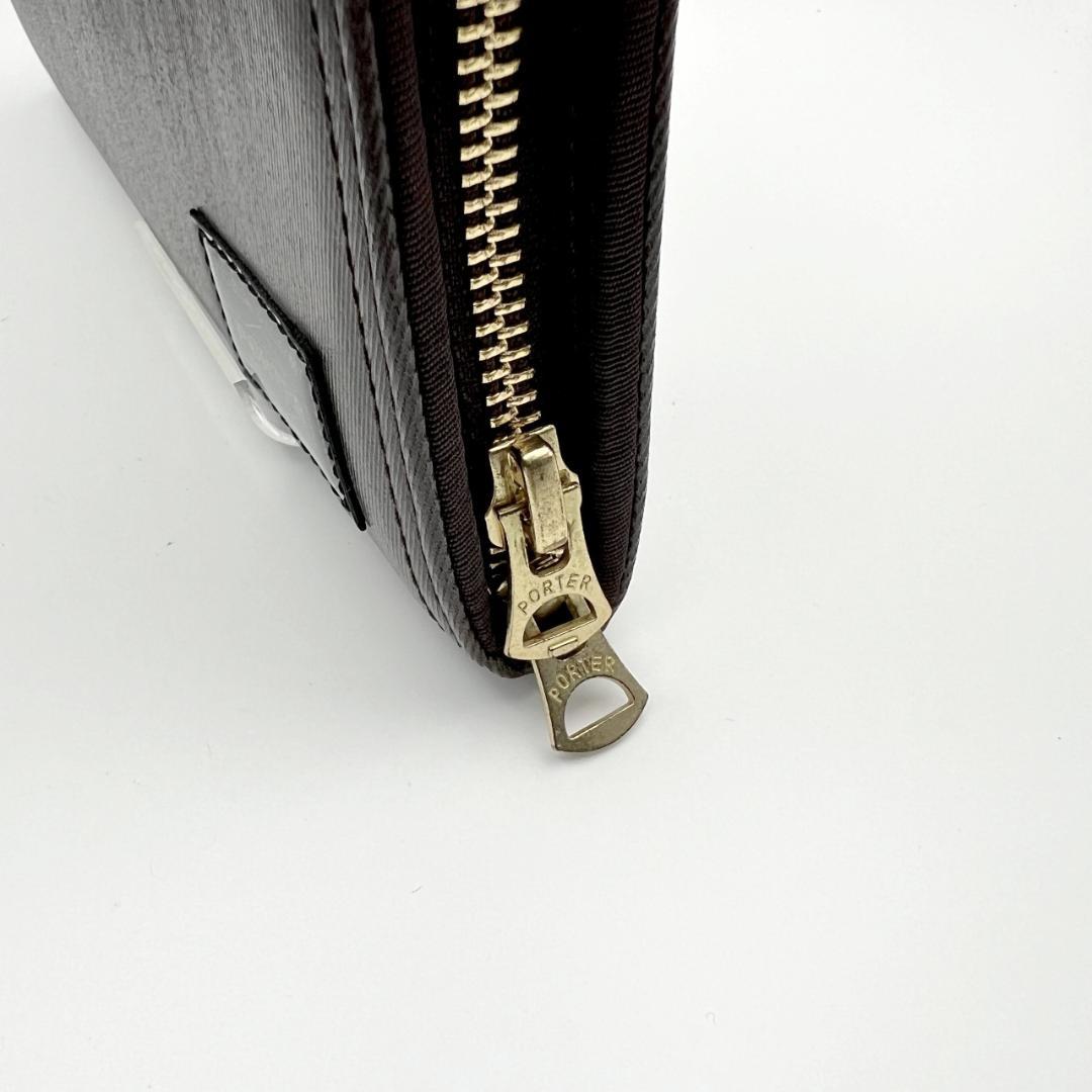 未使用 ポーター☆メンズ ジッピーウォレット 長財布 ナイロン加工 濃茶 日本製