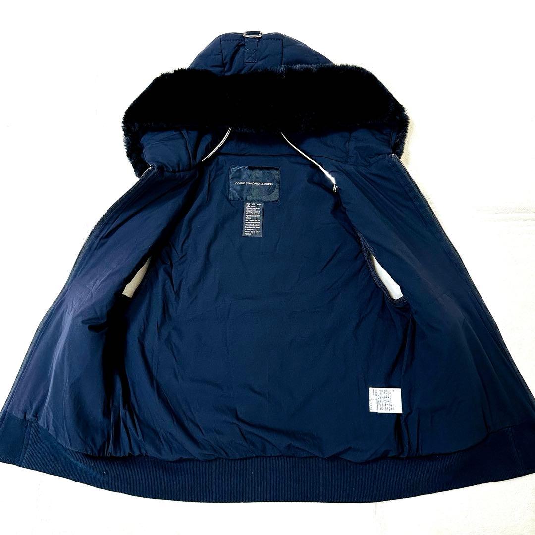 ダブルスタンダードクロージング 36 ダークネイビー 濃紺 ファー付ダウンベスト