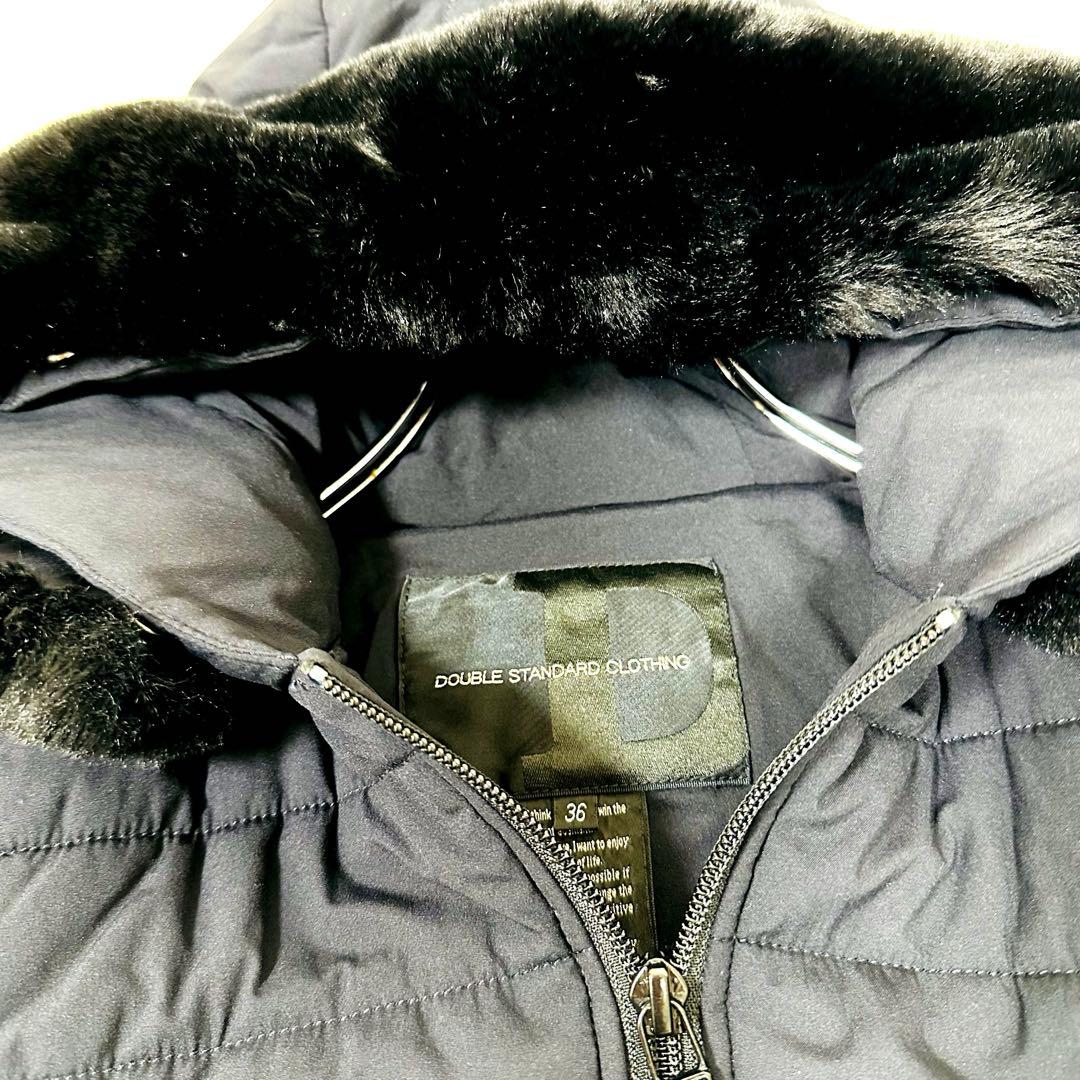 ダブルスタンダードクロージング 36 ダークネイビー 濃紺 ファー付ダウンベスト