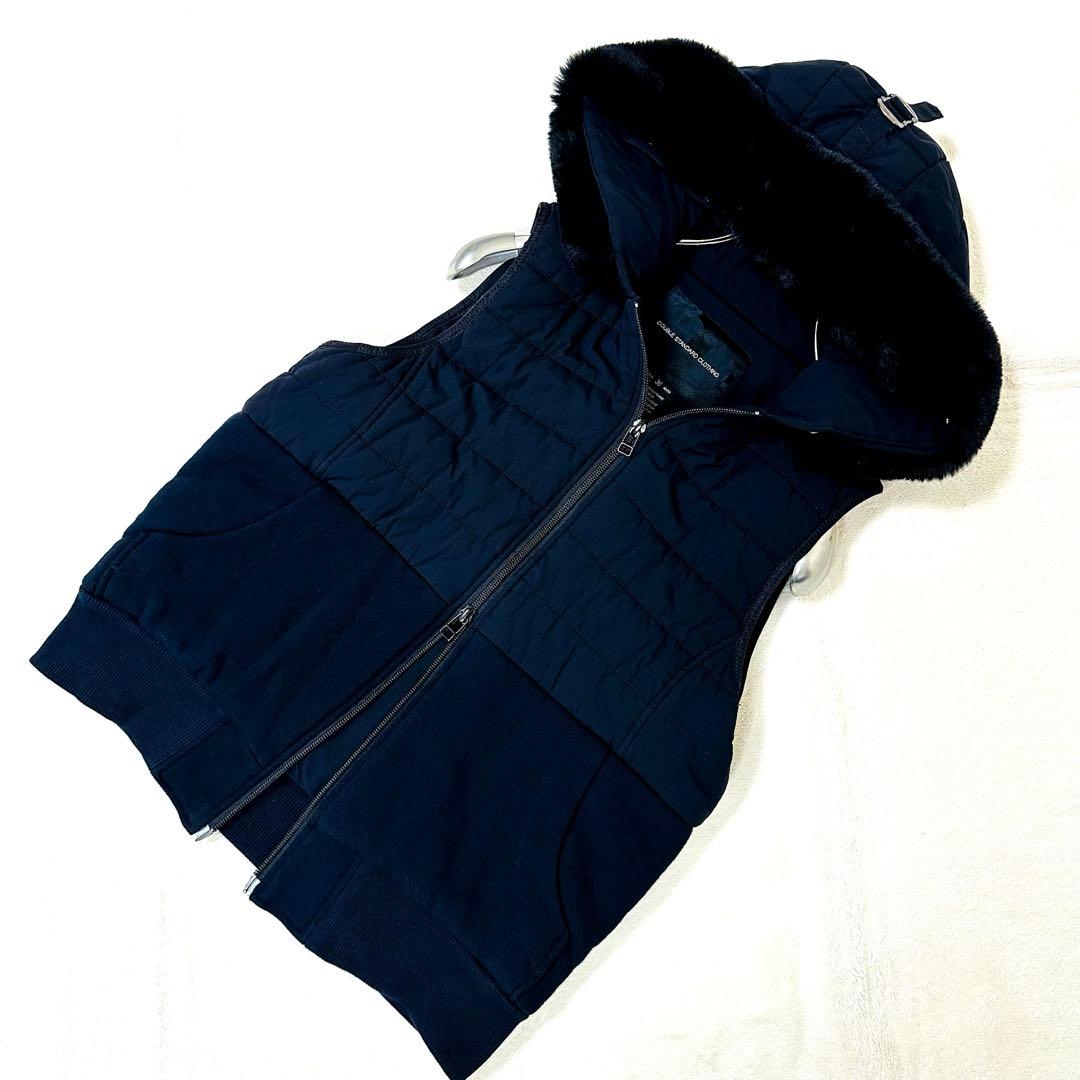 ダブルスタンダードクロージング 36 ダークネイビー 濃紺 ファー付ダウンベスト