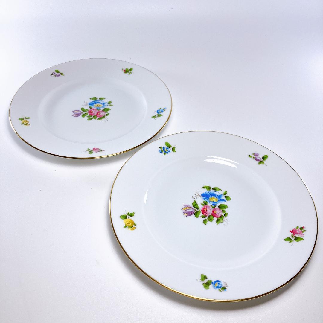 アウガルテン シンプルブーケ プレート 19.5cm 2枚　|3024|