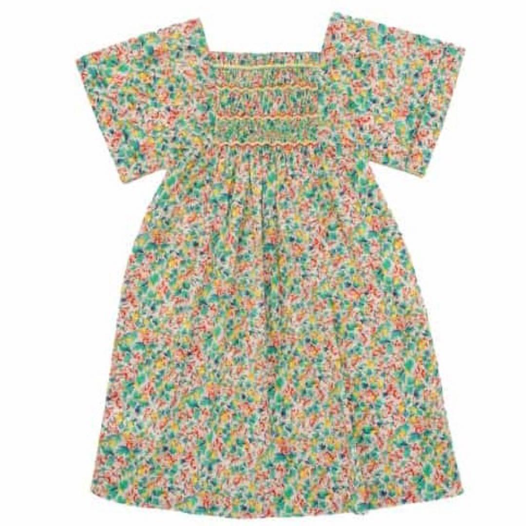 タグありBonpoint リバティ　スモッキング　ワンピース　10A ボンポワン