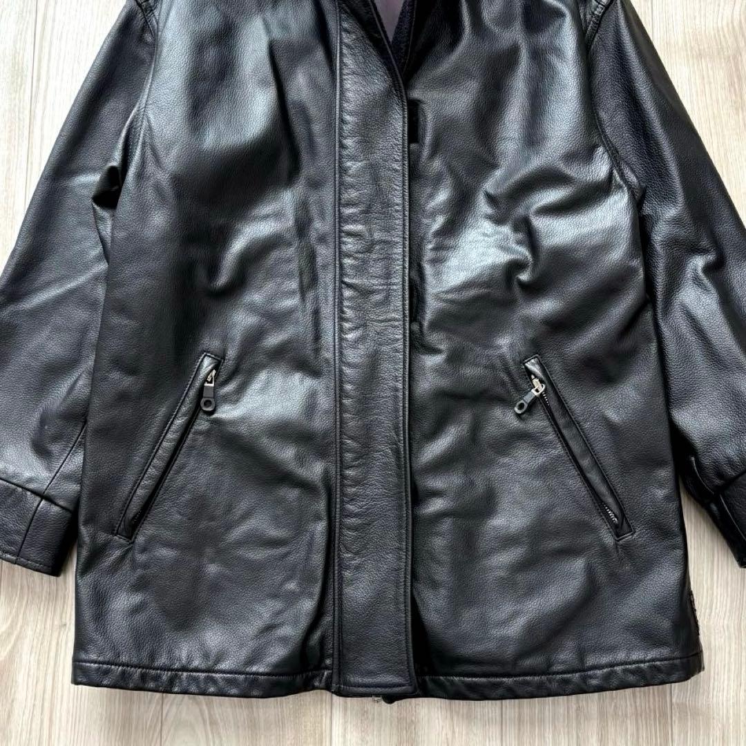 【希少】ARMANI JEANS レザージャケット ブラック 38 M ハーフ丈