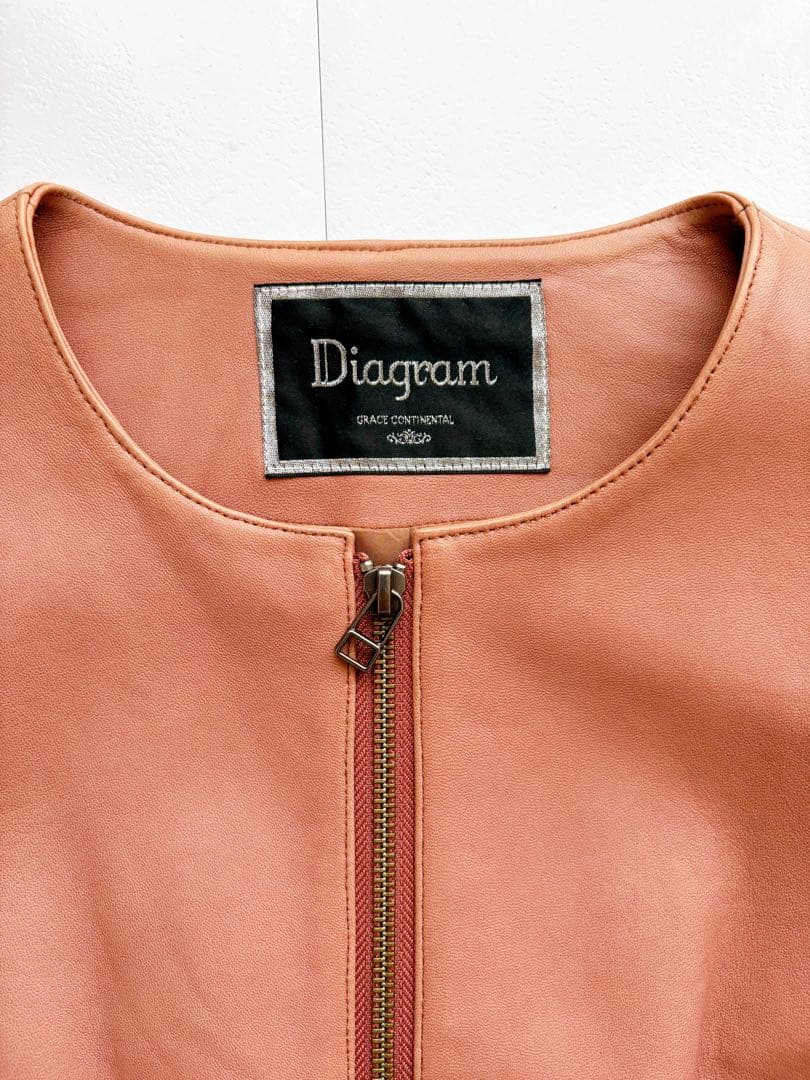 【ダイアグラム】ノーカラー /ラムレザー ジャケット フォックスファー 38