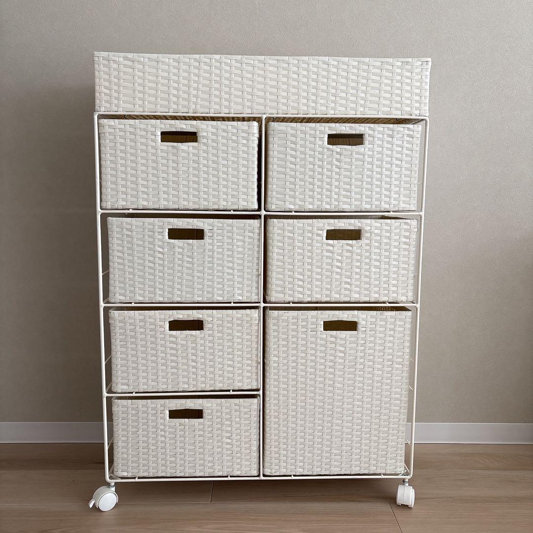 【コーヒー】ランドリーチェスト・ラック　ホワイト