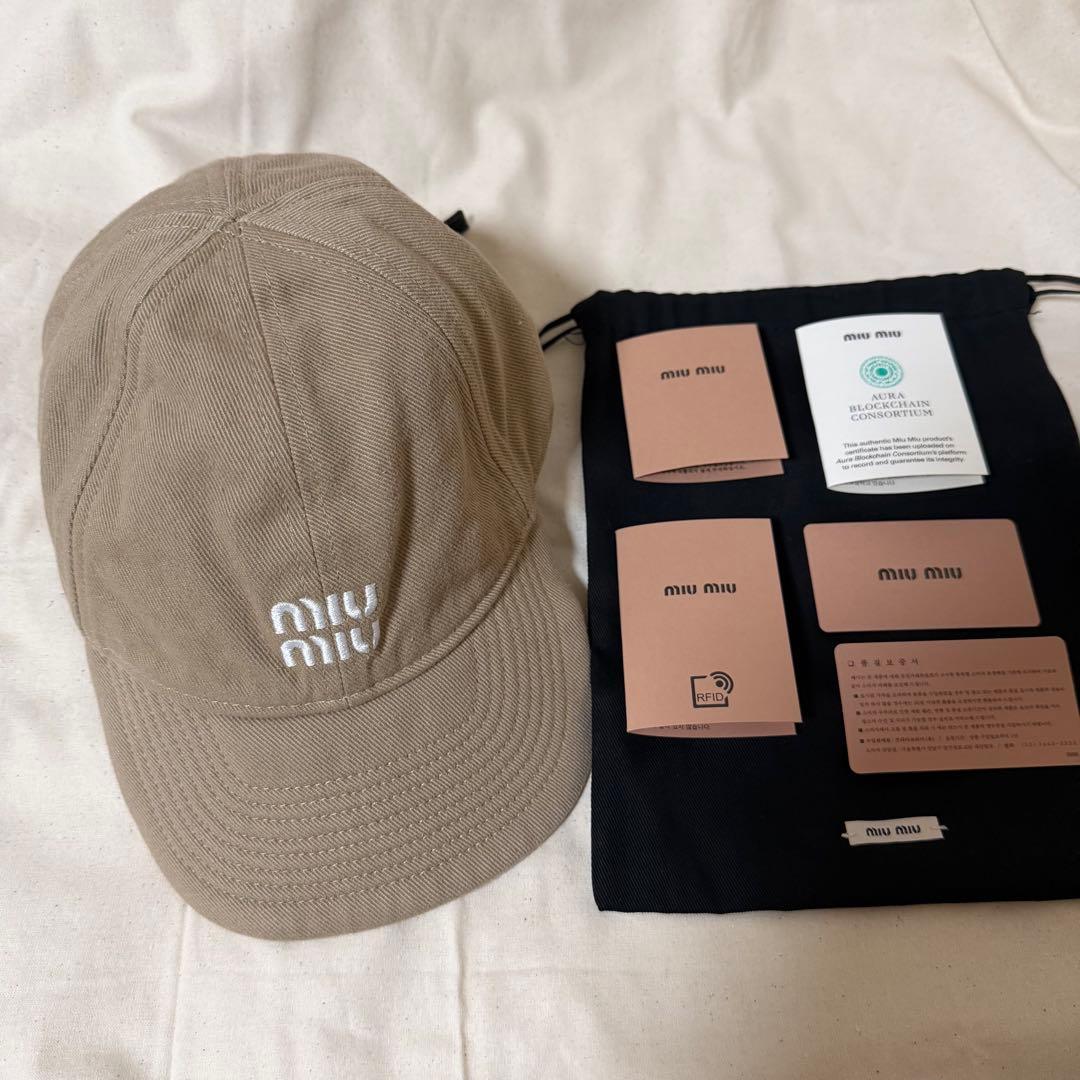 【土日限定値下げ】miu miu デニム ベースボールキャップ ベージュS