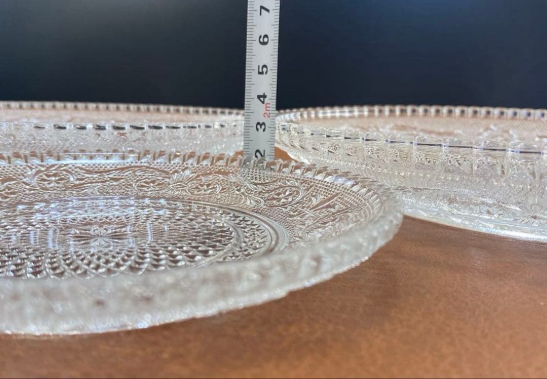 レトロ　長谷川ガラス　エリザベス　大皿　だ円皿　 銘々皿　計5枚セット　プレス