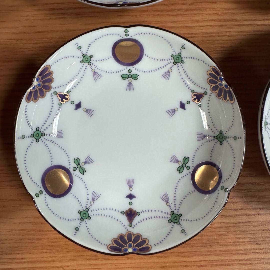 有田焼：賞美堂：其泉窯：錦瓔珞文 小皿（パープル）6枚セット☆