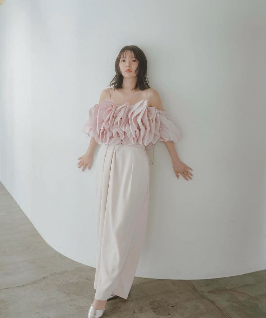 値下げ可能Andequal ボリュームオフショルダーブラウス ピンク