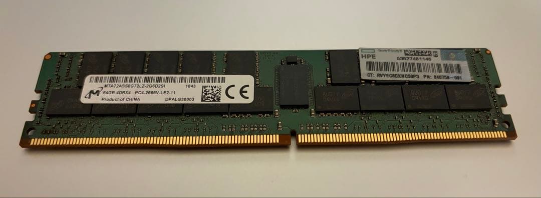 メモリー Micron 64GB DDR4 LRDIMM PC4-2666V