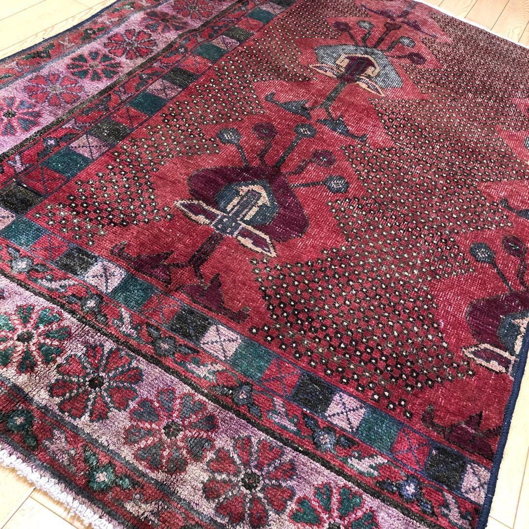 ペルシャ絨毯 ペルシャヴィンテージラグ 145x97 手織り オールド