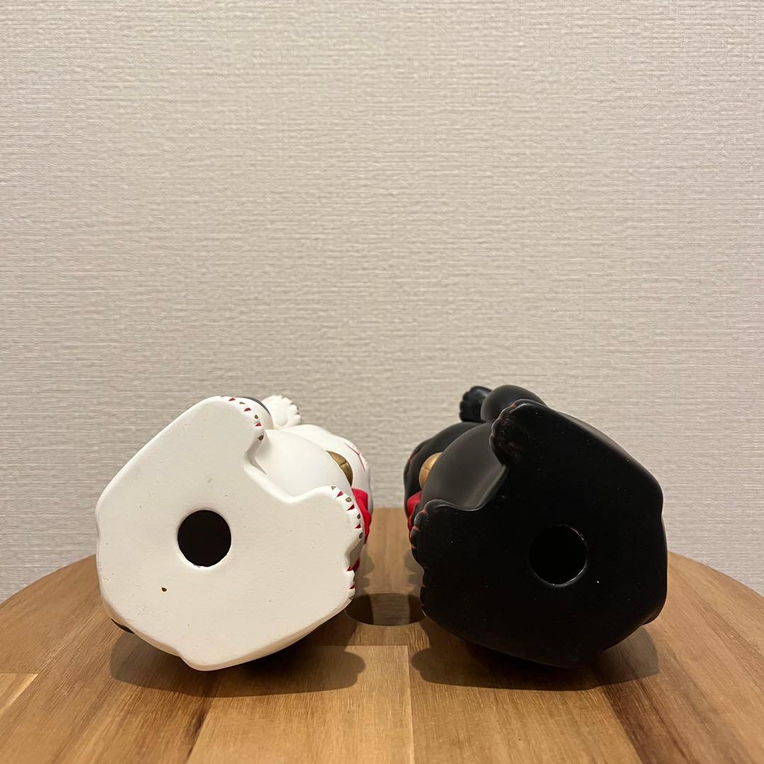 白福結　黒福結　瀬戸まねき猫　置物　2個セット　箱無し