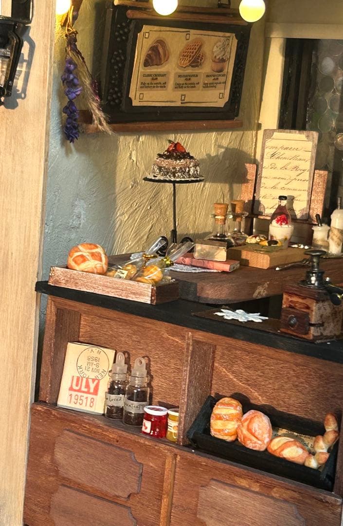 木製ミニチュアハウス⭐︎ドールハウス⭐︎背景ボード⭐︎ハンドメイド小物類一式セット