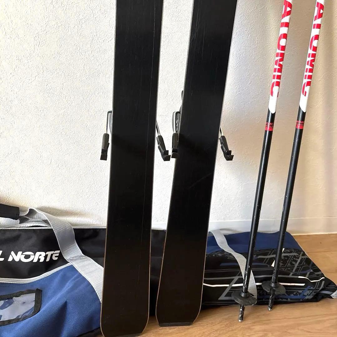 ワックス済サロモンスキー板130cm Atomicポール90cmケースセット
