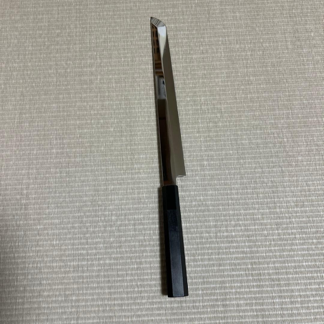 9寸　先丸　柳刃　包丁　和包丁　鏡面仕上げ　V金10号　本焼　黒檀八角柄