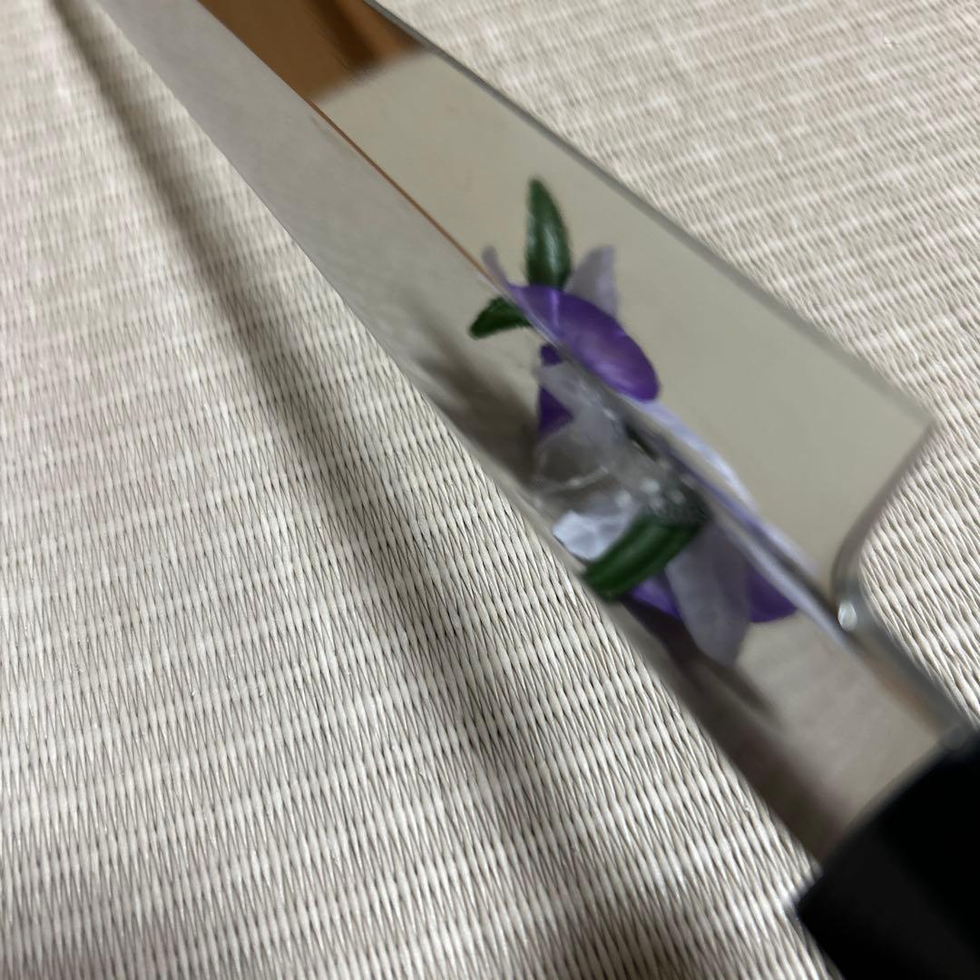 9寸　先丸　柳刃　包丁　和包丁　鏡面仕上げ　V金10号　本焼　黒檀八角柄