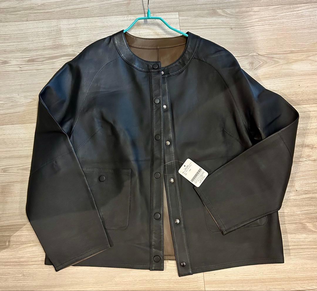 新品未使用 ラムレザーリバーシブルラウンドカラージャケット