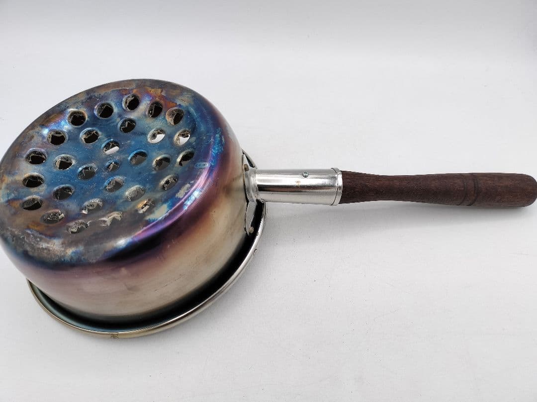 c872 台付十能火起こしセット ステンレス 茶道具 古物