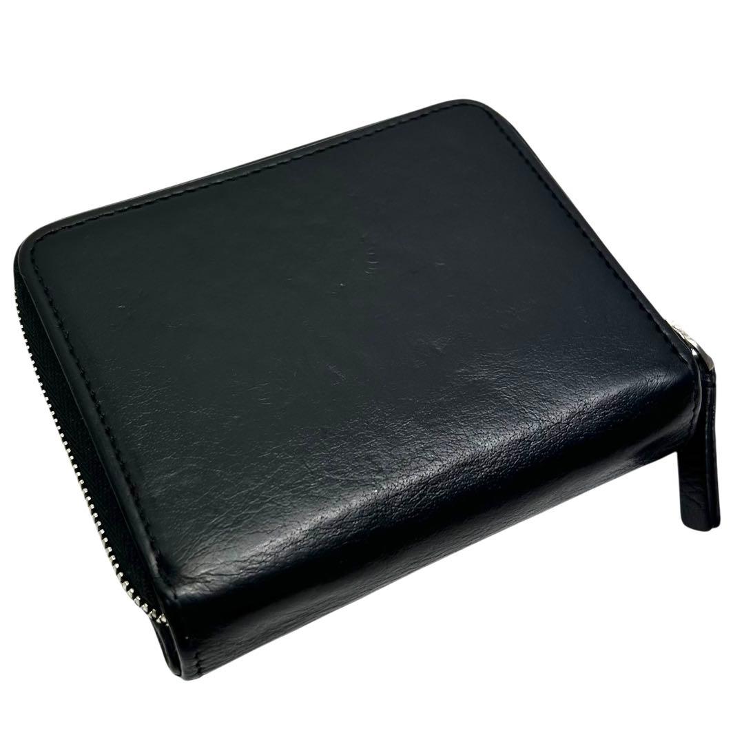 バレンシアガ 二つ折り財布 エブリデイ ロゴ ファスナー レザー ブラック　黒