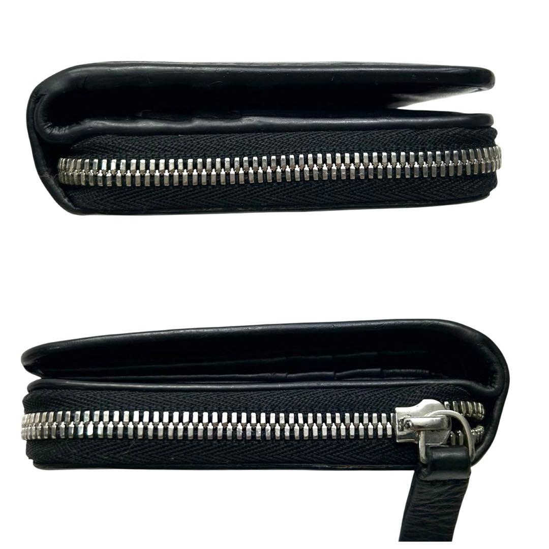 バレンシアガ 二つ折り財布 エブリデイ ロゴ ファスナー レザー ブラック　黒