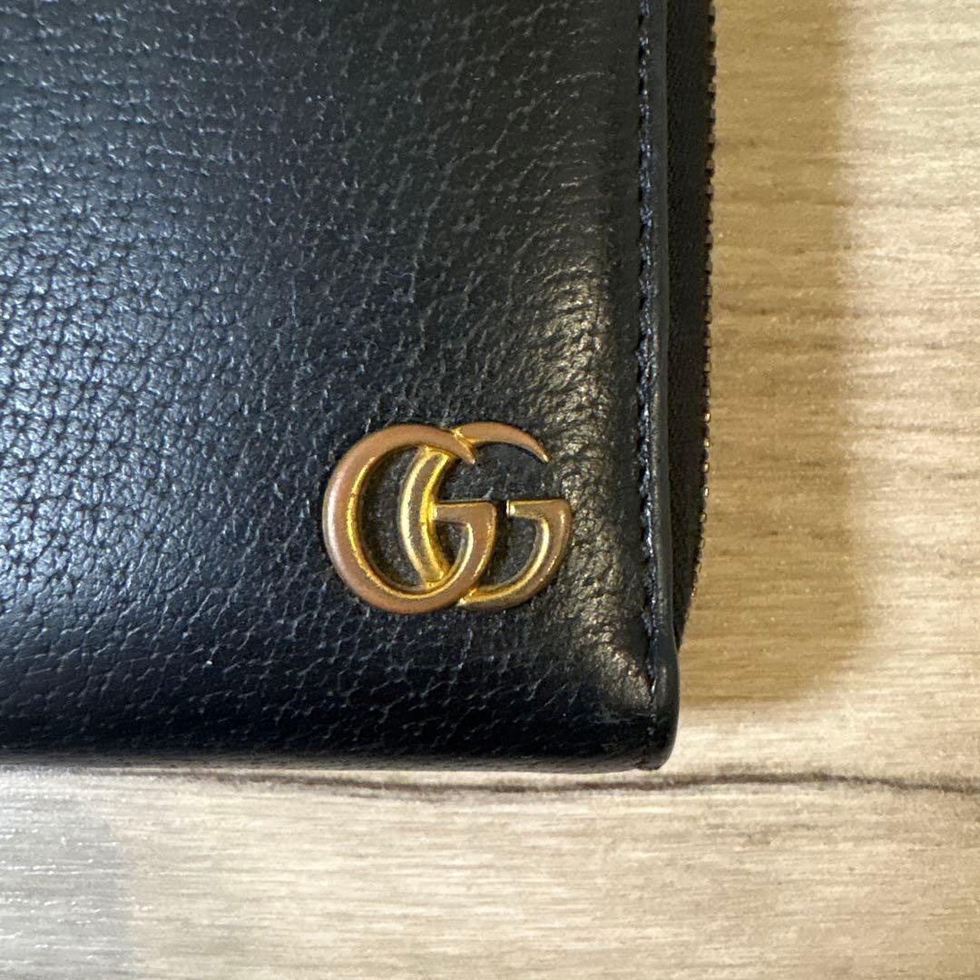 GUCCI ブラックレザー 長財布 GGロゴ