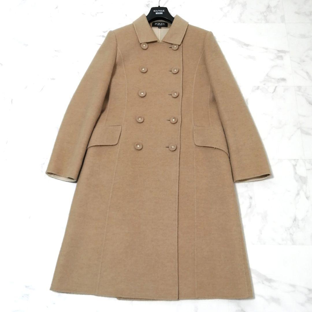 極美品✨ フォクシー　ロングコート　ダブルフェイス　ベビーキャメル　バイカラー