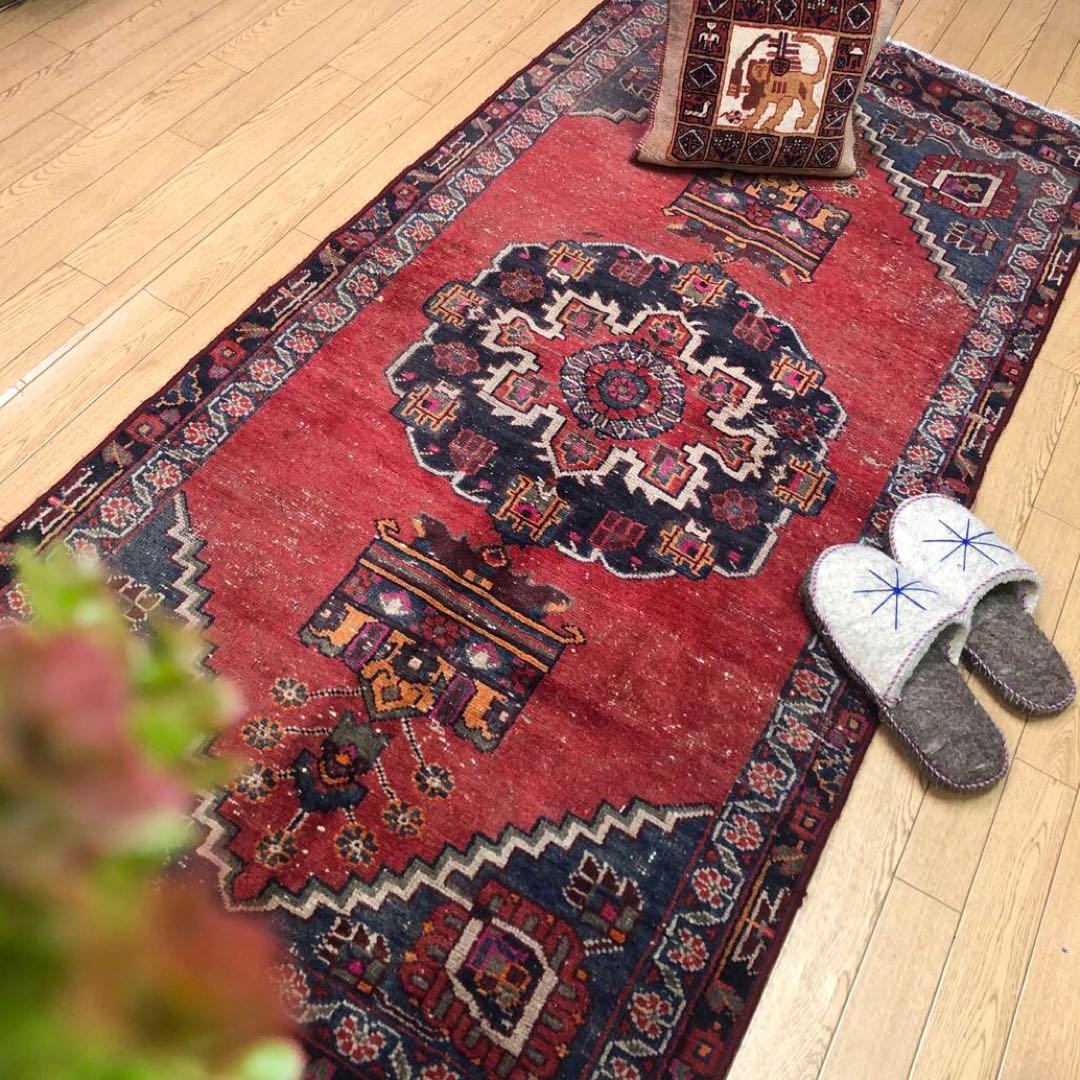 ペルシャ絨毯 ヴィンテージラグ 214×49cm 手織り オールドpersia