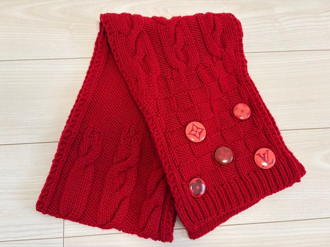 ルイ・ヴィトン マフラー エシャルプ・コンスタンス ウール 赤