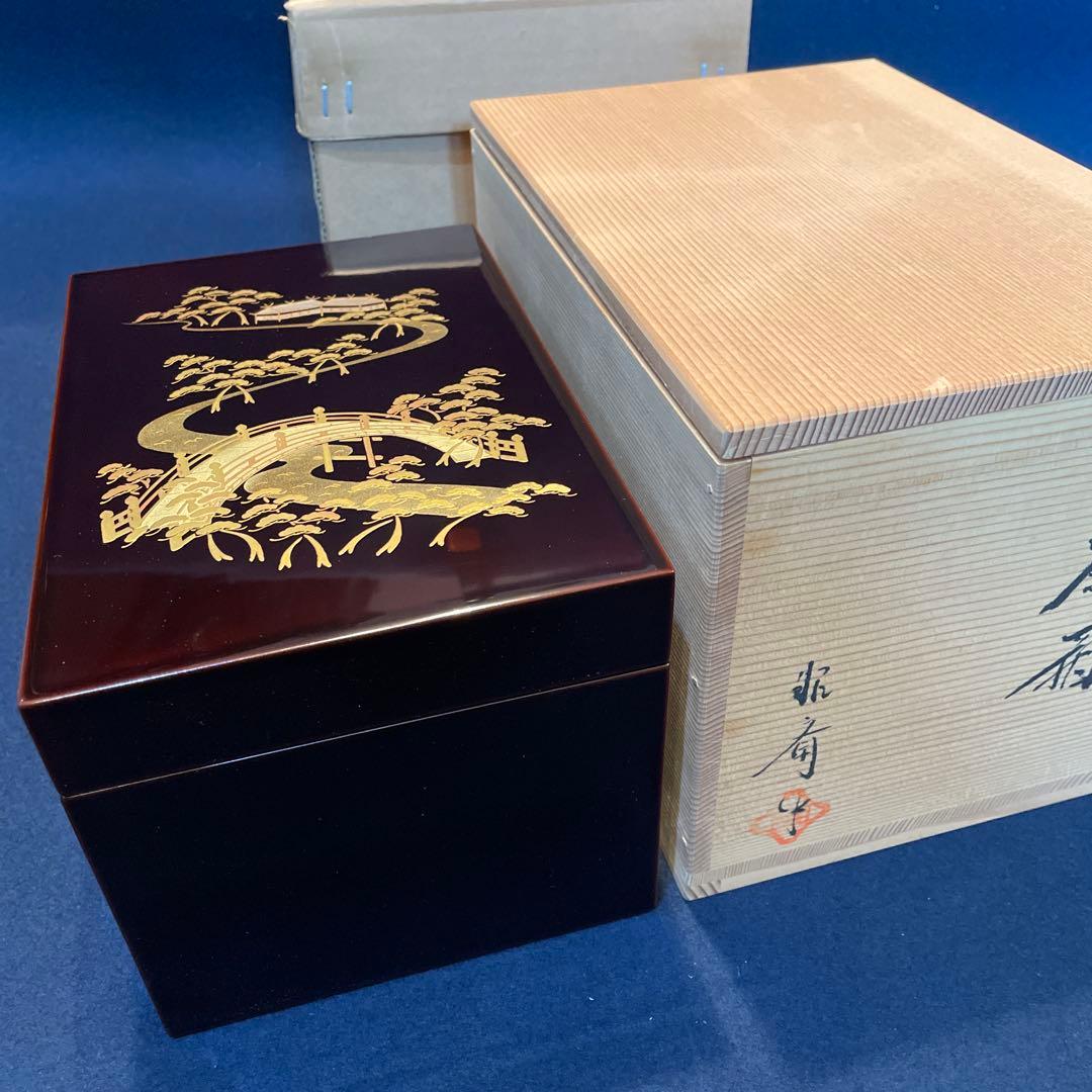 「茶箱」『溜塗の住吉蒔絵 利休茶箱』です。共箱※美品　茶道具