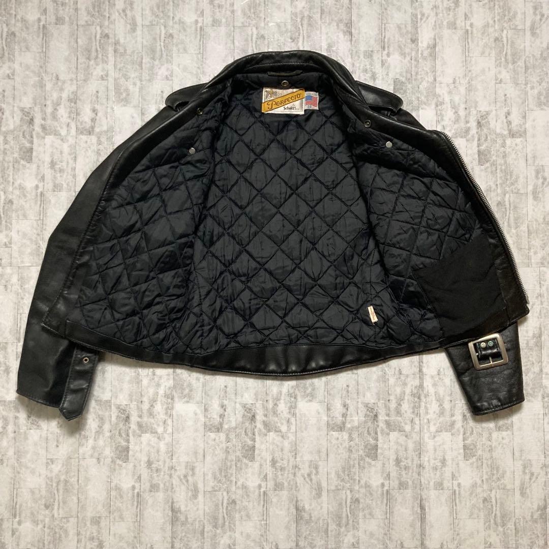 USA製 ショット 699 本革 ダブル ライダースジャケット 38 Dポケット