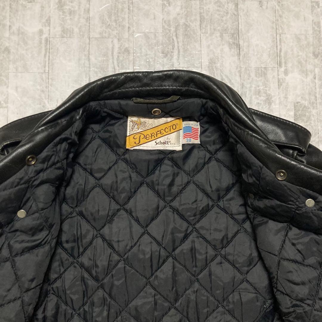 USA製 ショット 699 本革 ダブル ライダースジャケット 38 Dポケット