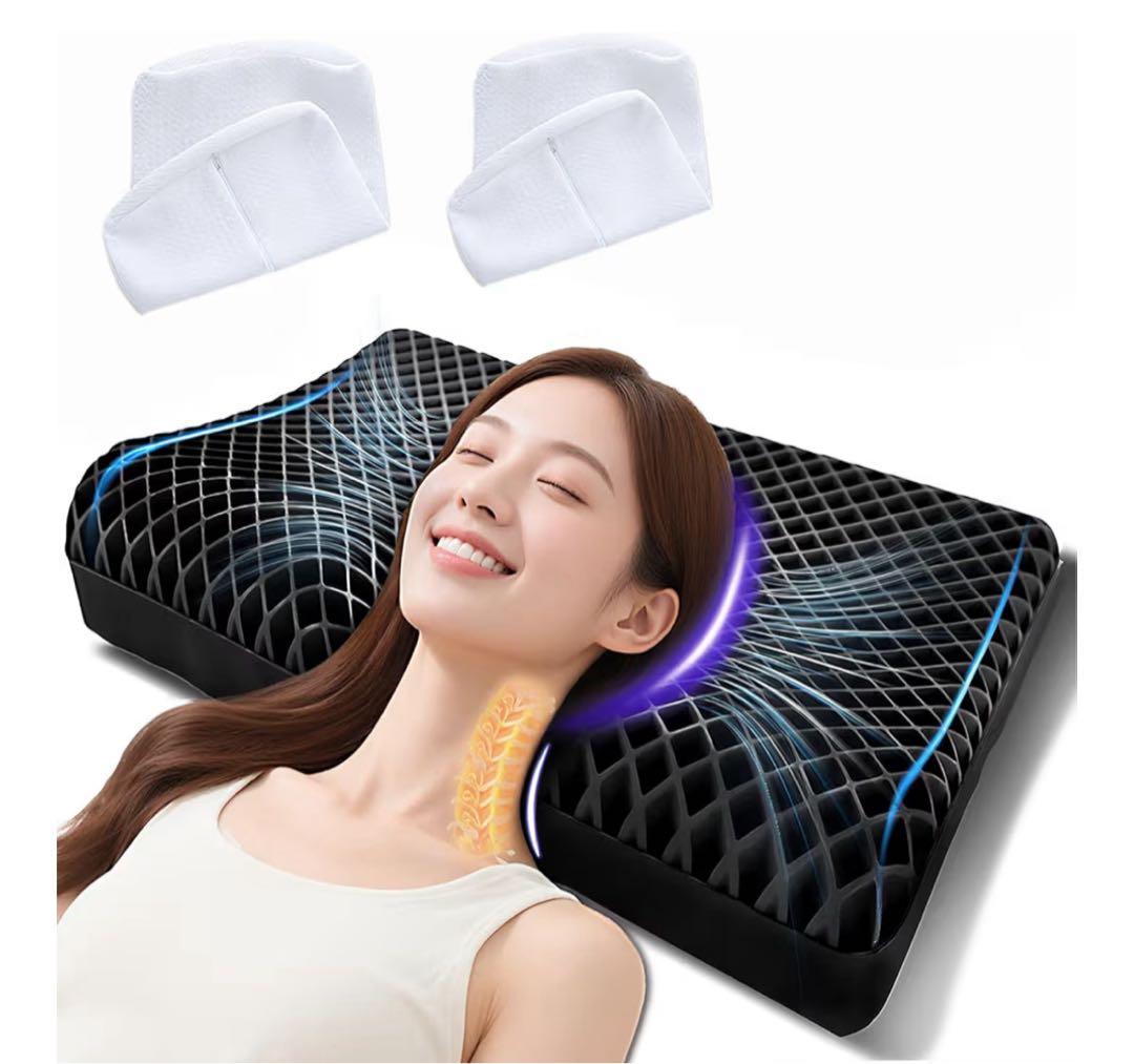 安眠枕 首が痛くならない 【洗い替え枕カバー付き】いびき防止枕高さ2段階ジェル枕