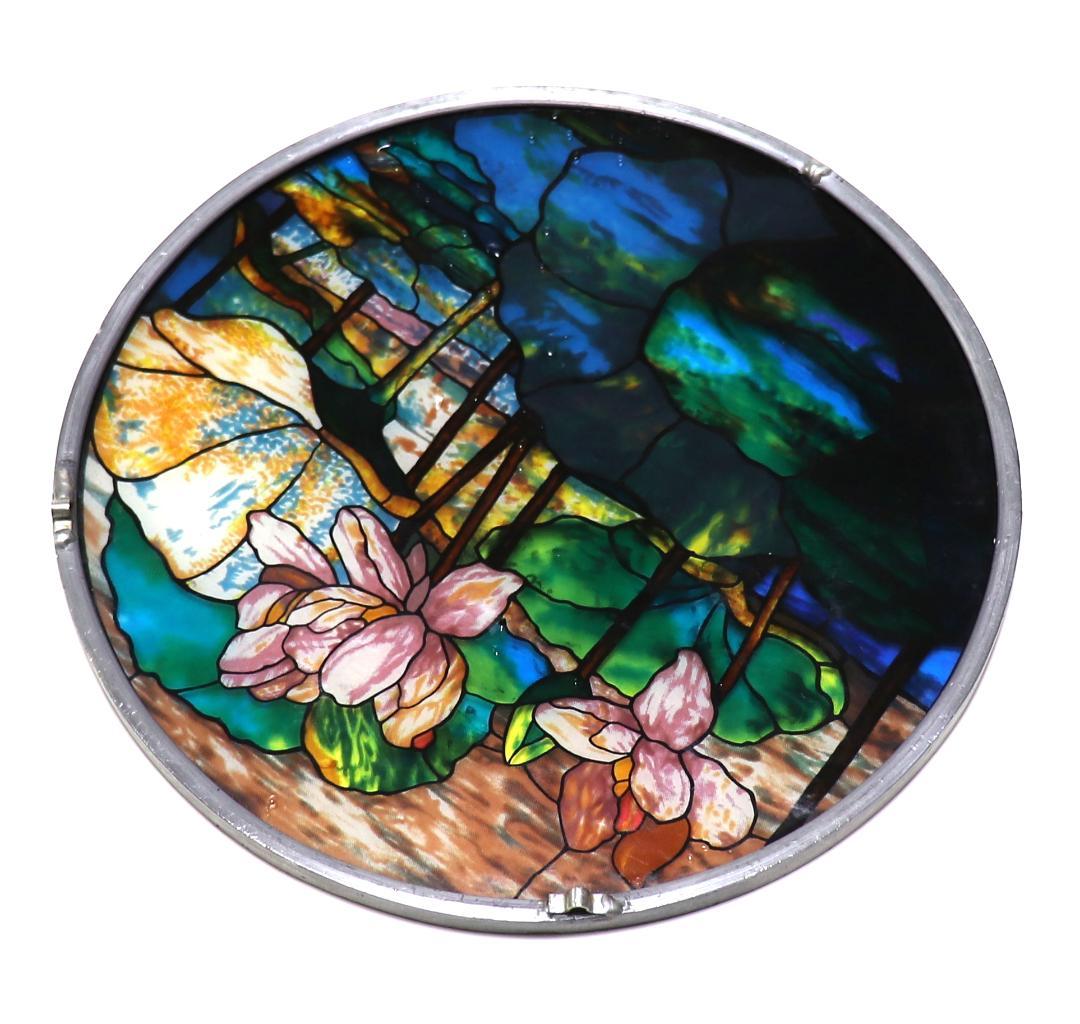 ルイス・C・ティファニー 睡蓮 丸型ヴィンテージステンドグラス 東京都庭園美術館