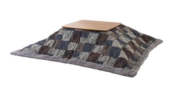 おしゃれ ふかふか かわいい 正方形 こたつ布団 パッチワーク柄 ネイビー