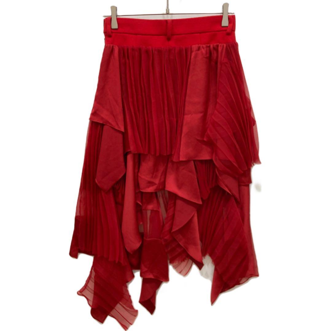 sacai サカイ Satin Mix Chiffon Mix Skirt 赤