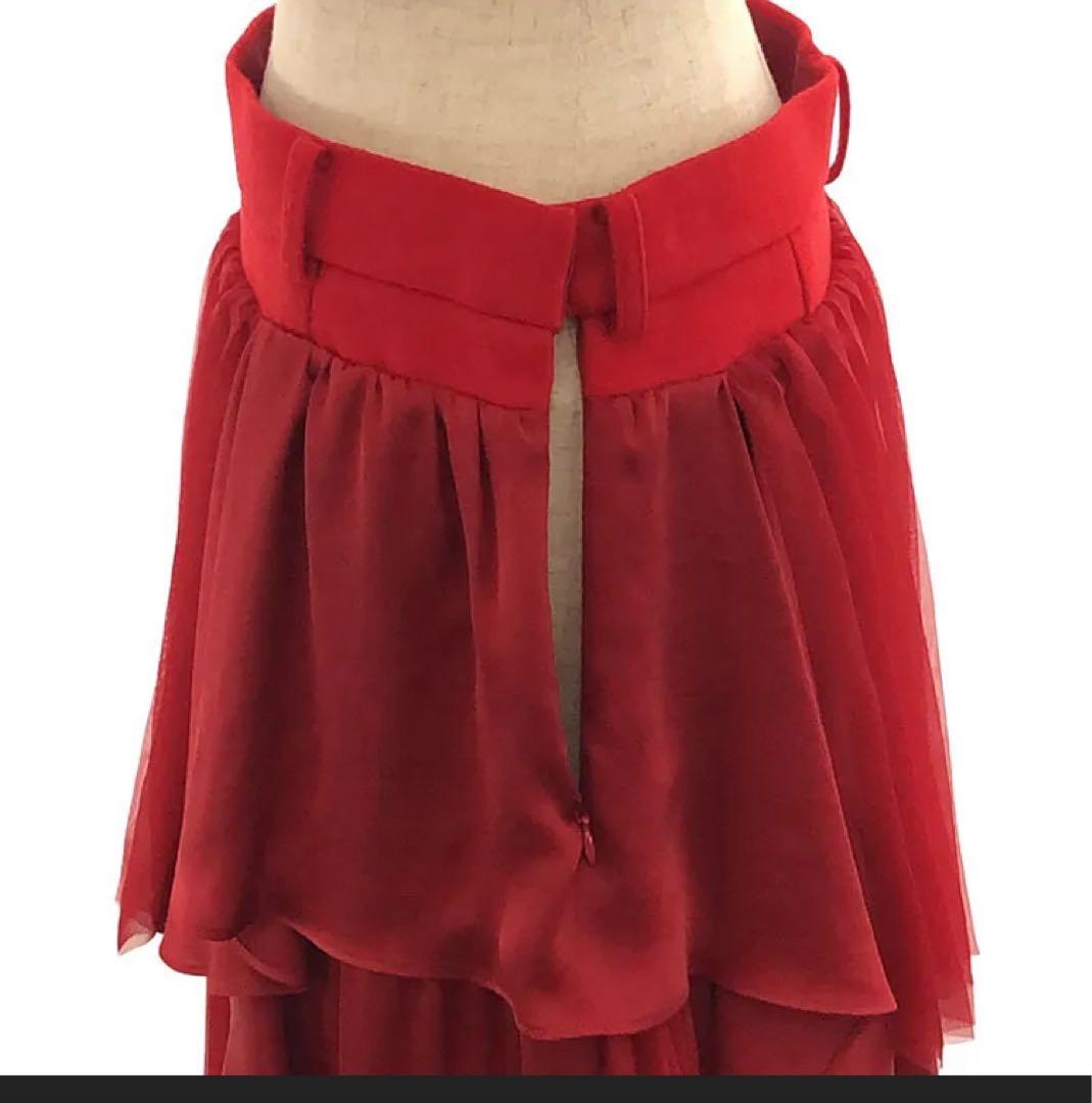 sacai サカイ Satin Mix Chiffon Mix Skirt 赤