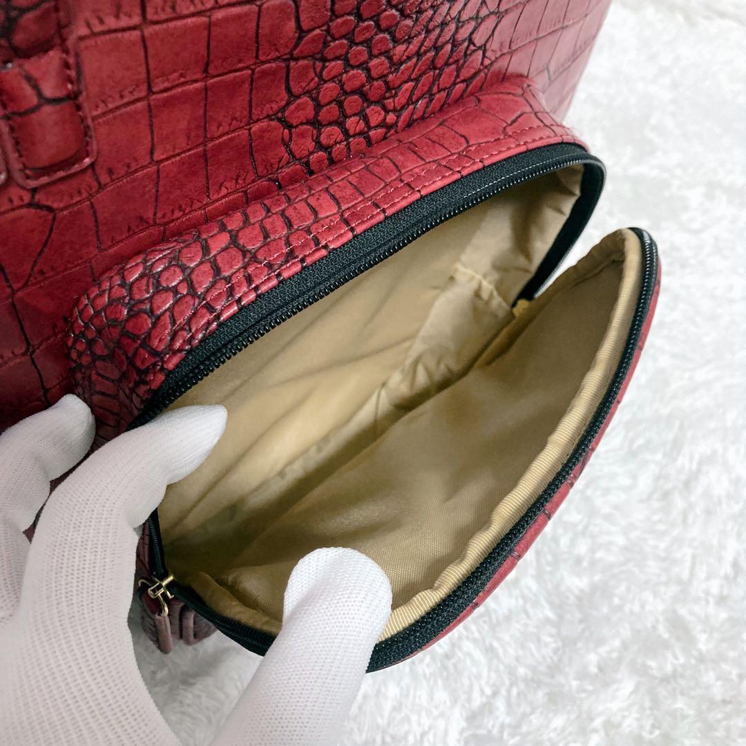 SWANY スワニー キャリーバッグ キャリー カート クロコ 型押し レッド