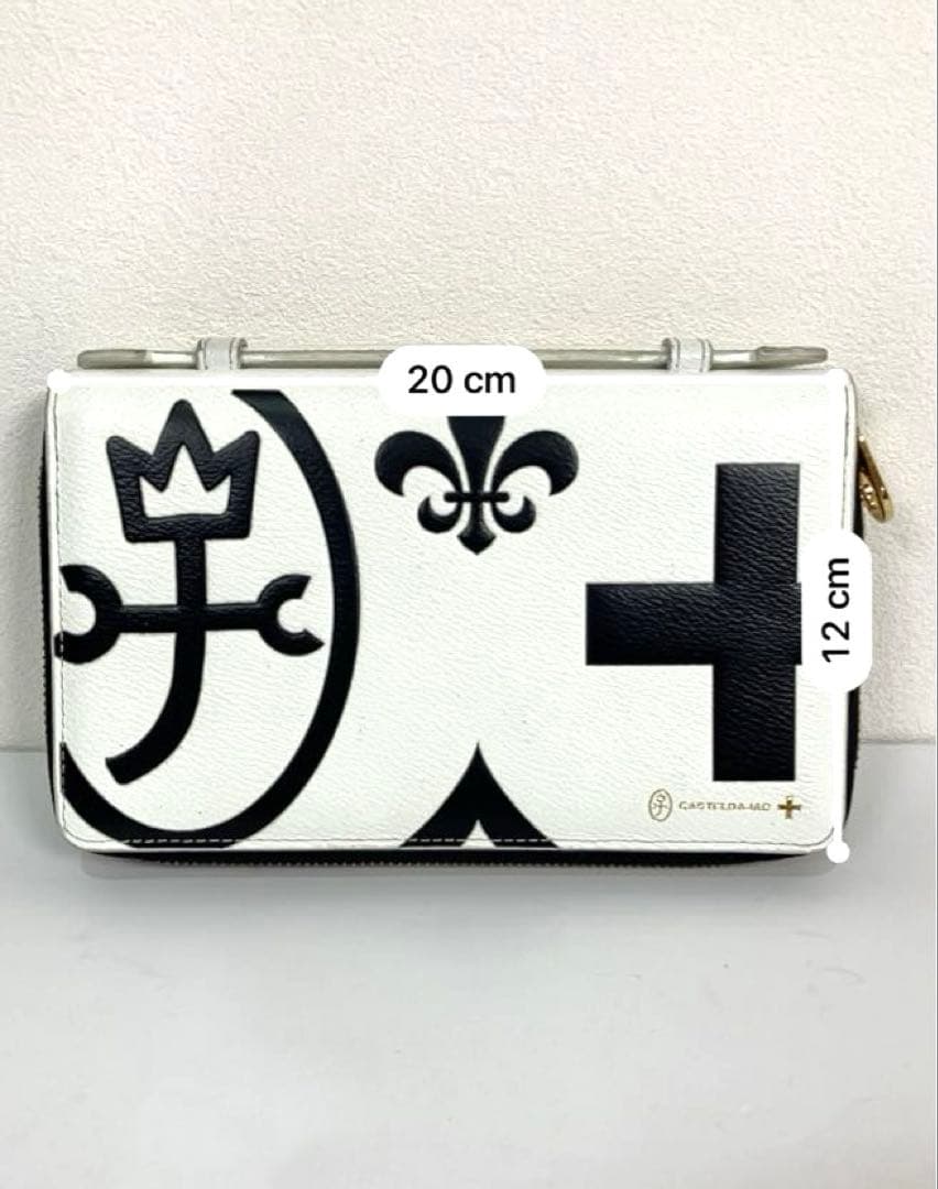 カステルパジャック　長財布 ネゼル ダブルジップ クラッチバッグ　ロゴ　ホワイト