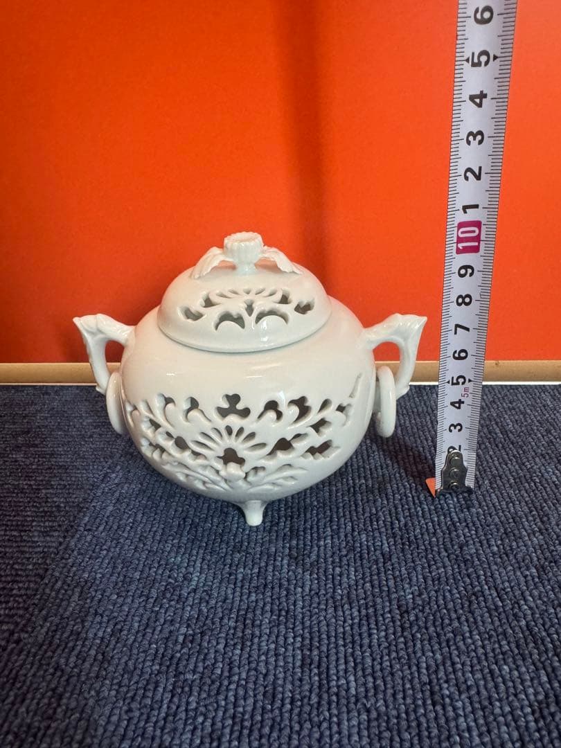 1973 杉原一壷 白磁 透かし  三足　香炉