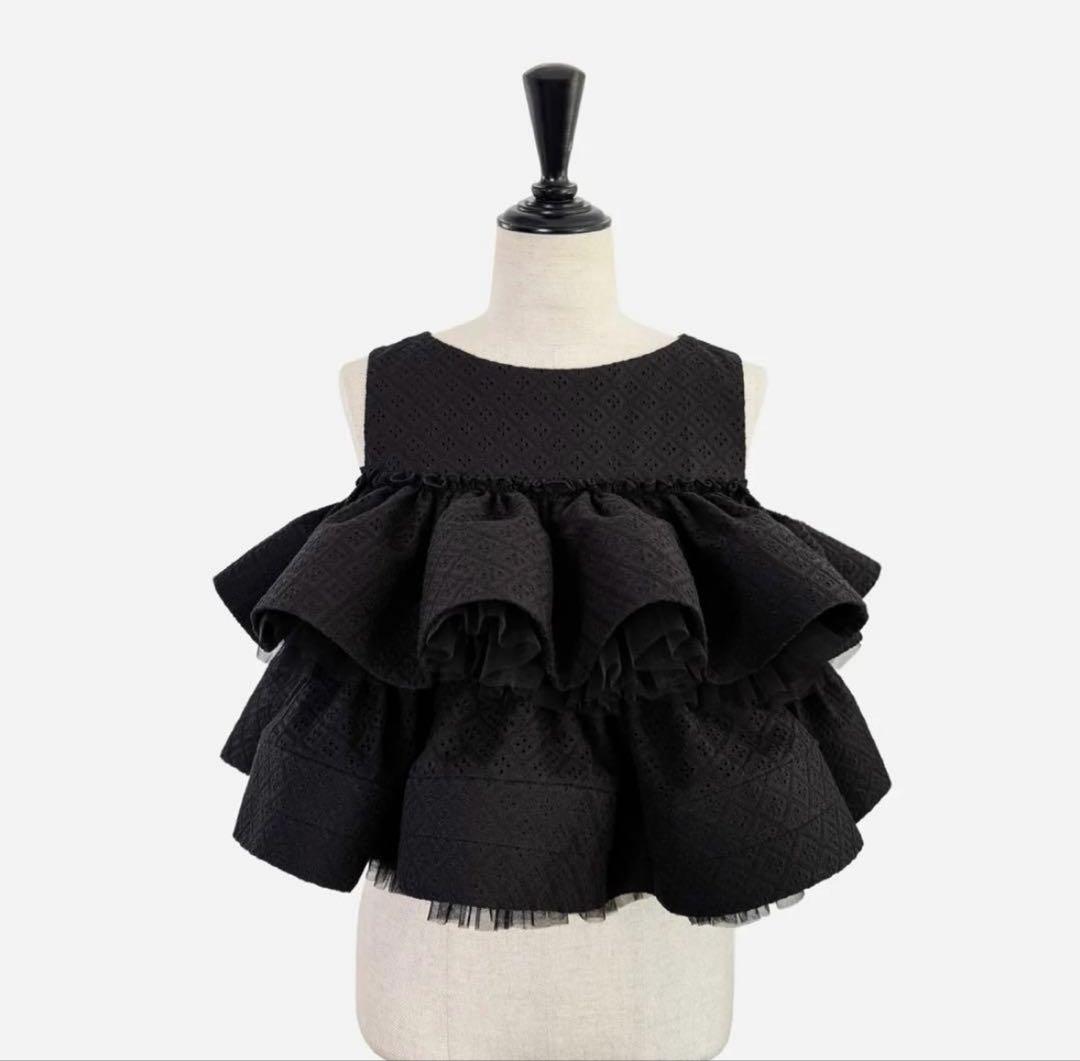 Sheller シェリエ BLOOM cotton lace tops ブラック