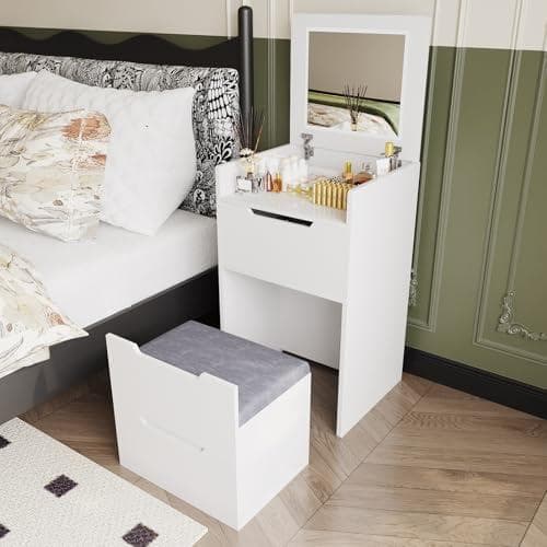 Isabally ドレッサー コンパクト テーブル LEDライト付き 幅48c*