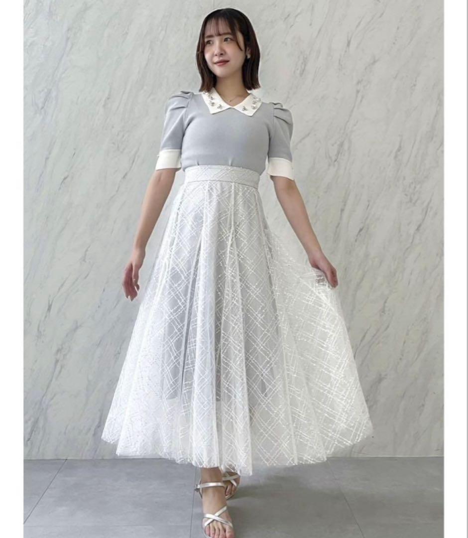 新品未使用dazzlinスパンコールチュールチェックスカート s size