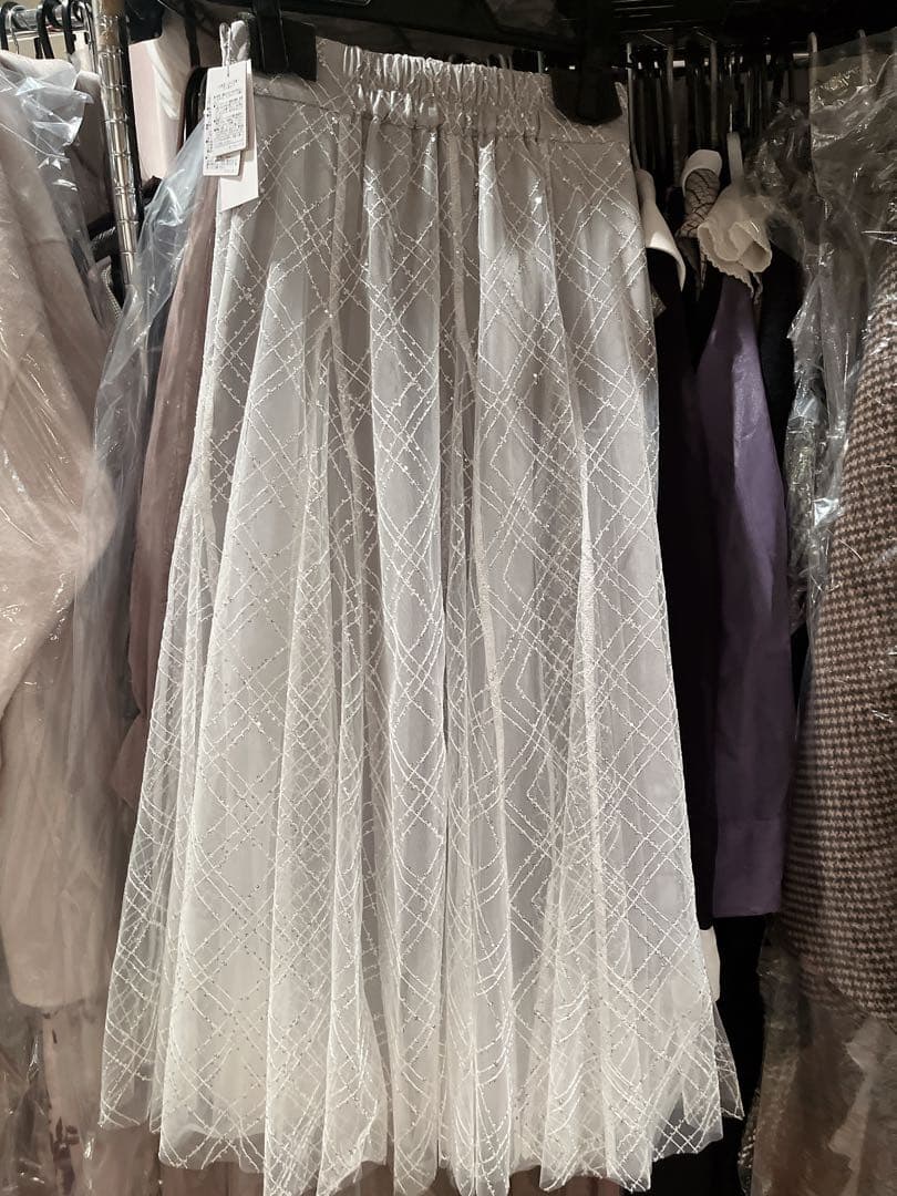 新品未使用dazzlinスパンコールチュールチェックスカート s size