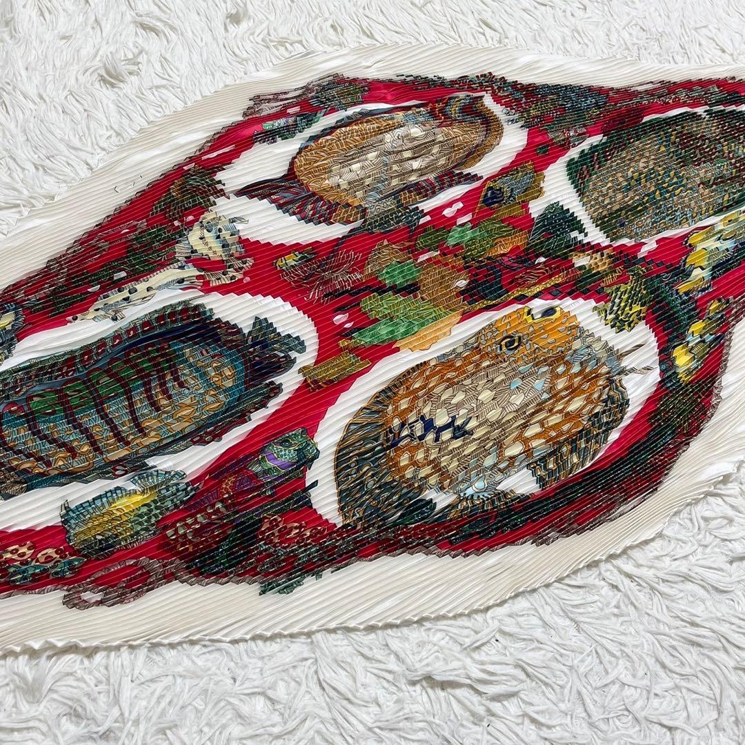 極美品 エルメス カレ90 深海魚 GRANDS FONDS プリーツ 箱付き