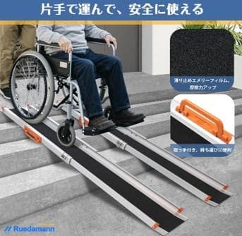 車椅子用スロープ 長さ138-244cm耐荷重300kg高さ60cm迄 室内外用