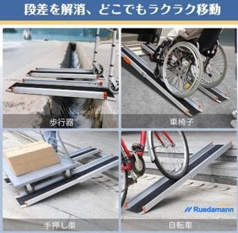 車椅子用スロープ 長さ138-244cm耐荷重300kg高さ60cm迄 室内外用