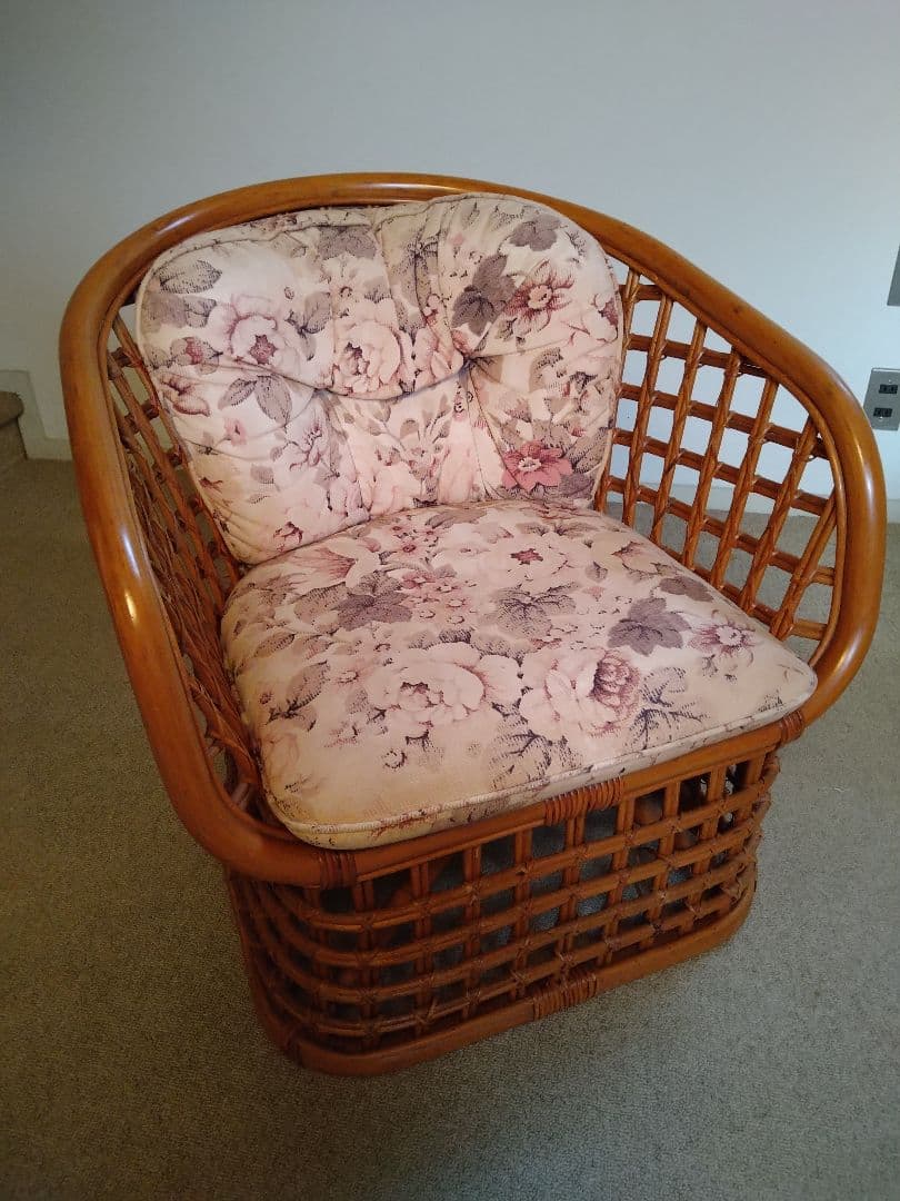 ラタンチェア 籐椅子 ビンテージ アンティーク 昭和レトロ